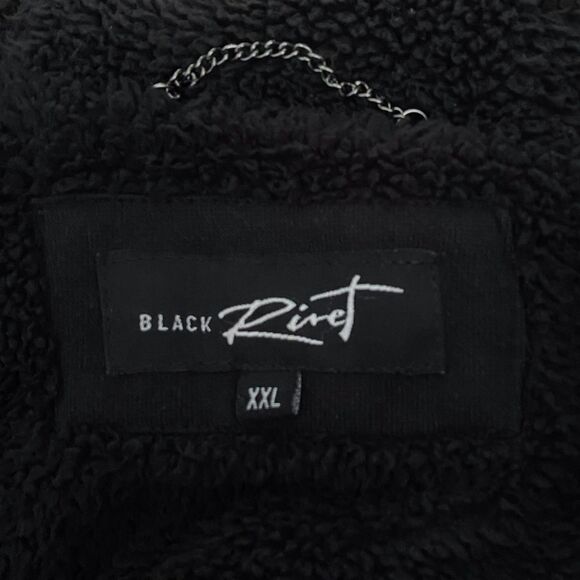 Mens Black Rivet Jacket Sweatshirt Heavyweight Full Zip Lined Hoodie Size XXL - Picture 4 of 4